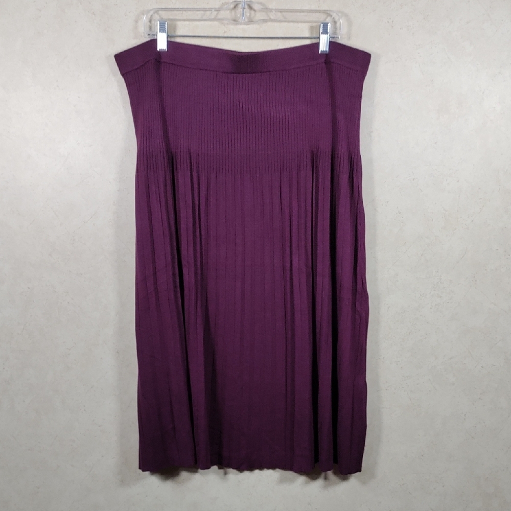H155 Chadwicks mulberry sweater knit pleated skirt XL NEW